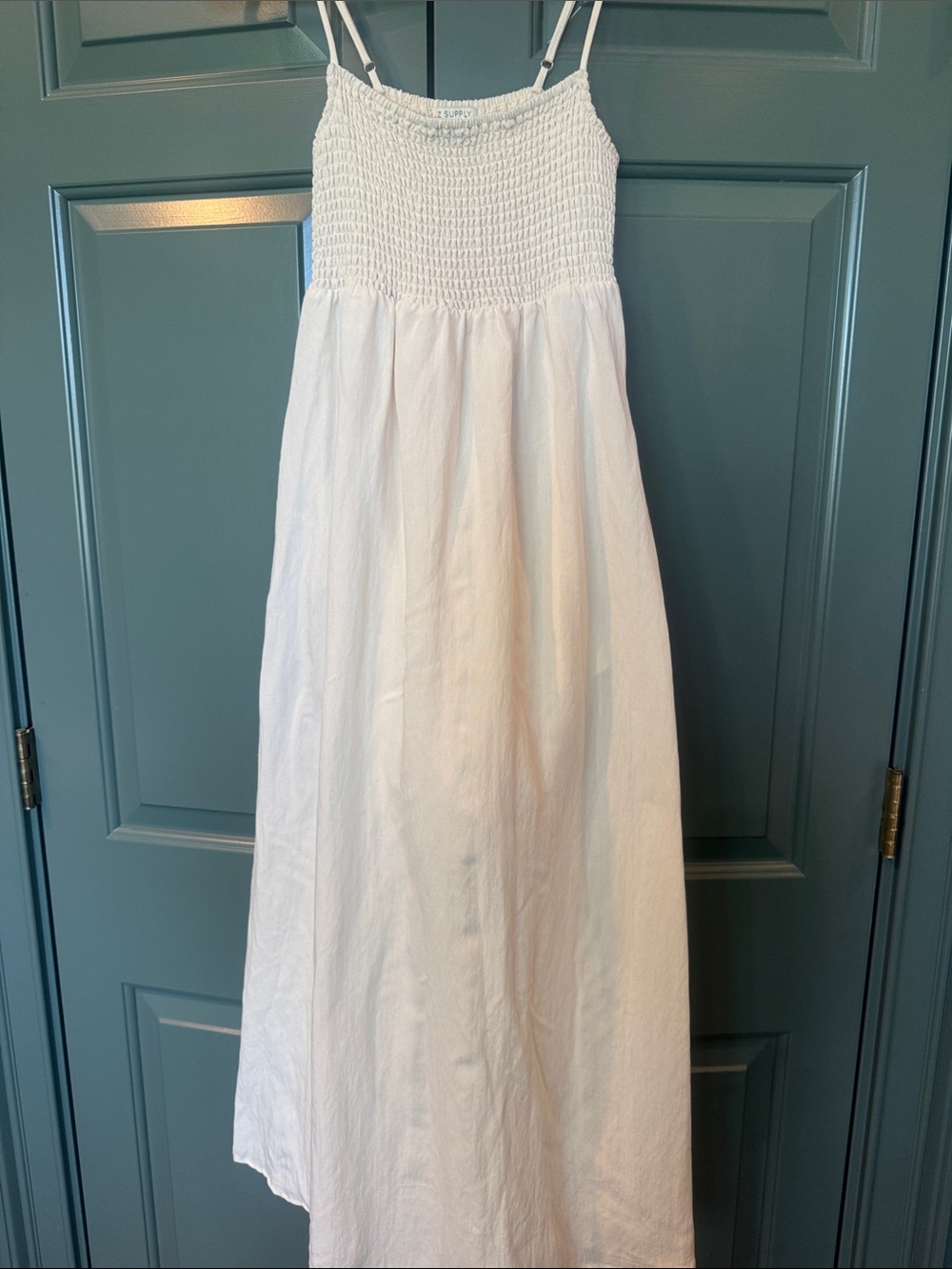 Z Supply White Smocked Maxi Sundress with Spaghetti Straps - Picture 3 of 5
